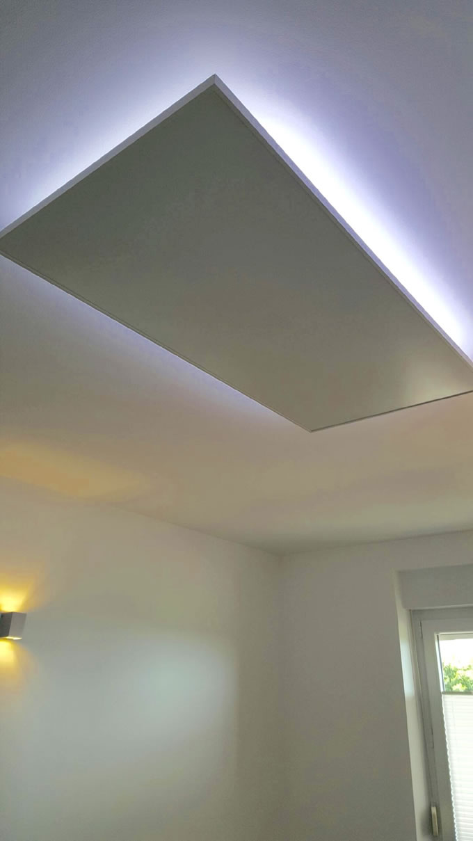 Infrared heater ceiling mounted together with LED lighting, Slovenia